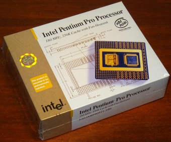 Intel Pentium Pro Processor 180MHz, 256K Cache, with Fan Heatsink, holografischem CPU Echtheitszertifikat, NEU in OVP, 1995